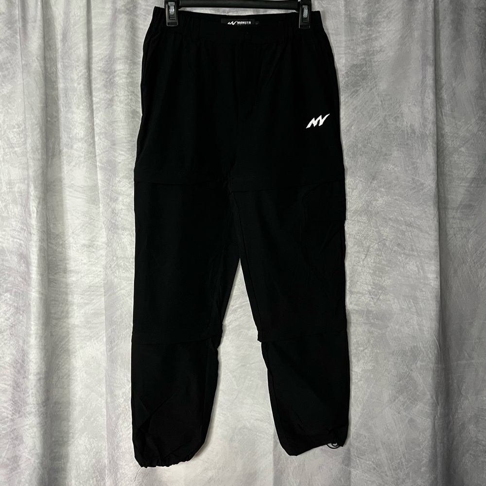 Monster Valley Black Convertible Hiking Cargo Pants Athletic Joggers - SMALL